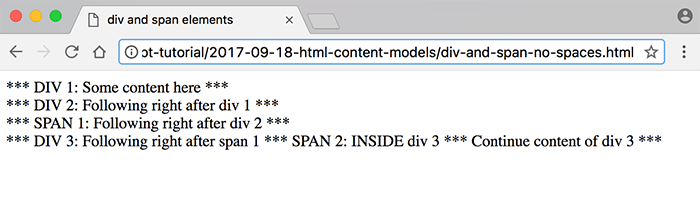 div and span code with no spaces example browser screenshot